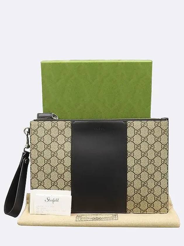 495017 GG logo PVC black leather trimming Eden Supreme clutch strap - GUCCI - BALAAN 1