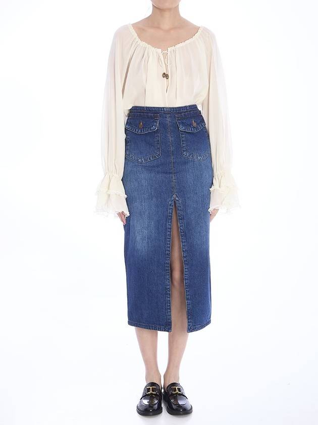 Denim Midi Skirt - CHLOE - BALAAN 5