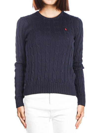 Embroidered Logo Pony Cable Knit Top Navy - POLO RALPH LAUREN - BALAAN 2