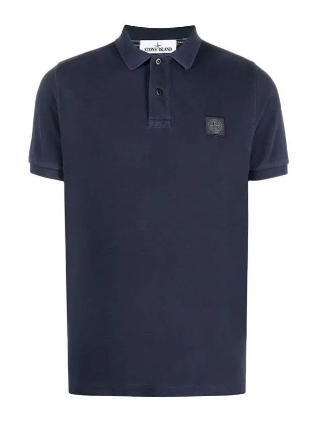 Logo Patch Washing Polo Shirt Navy - STONE ISLAND - BALAAN 2