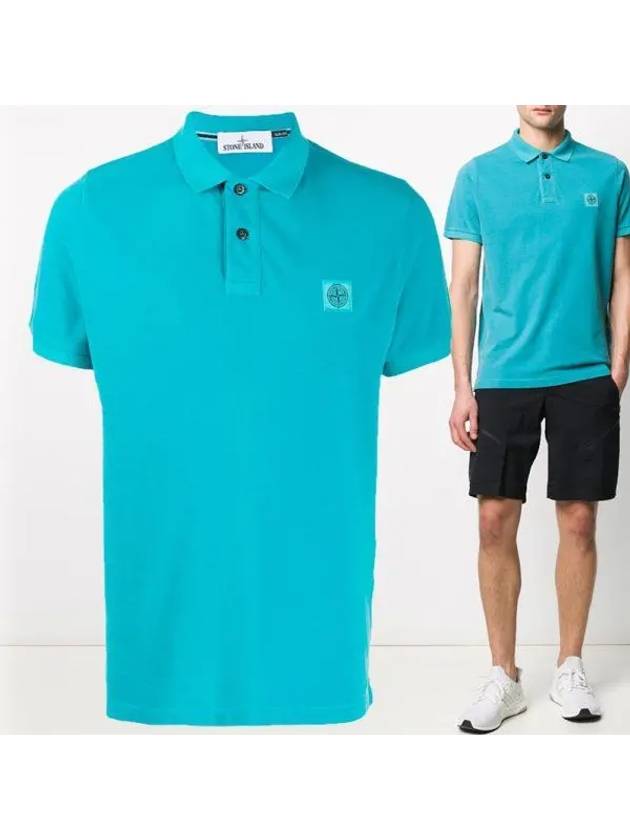 Men's Wappen Logo Patch Polo Shirt Sky Blue - STONE ISLAND - BALAAN 2