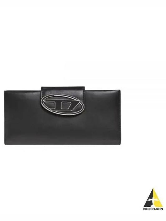 Julie D Logo Leather Long Wallet Black - DIESEL - BALAAN 2