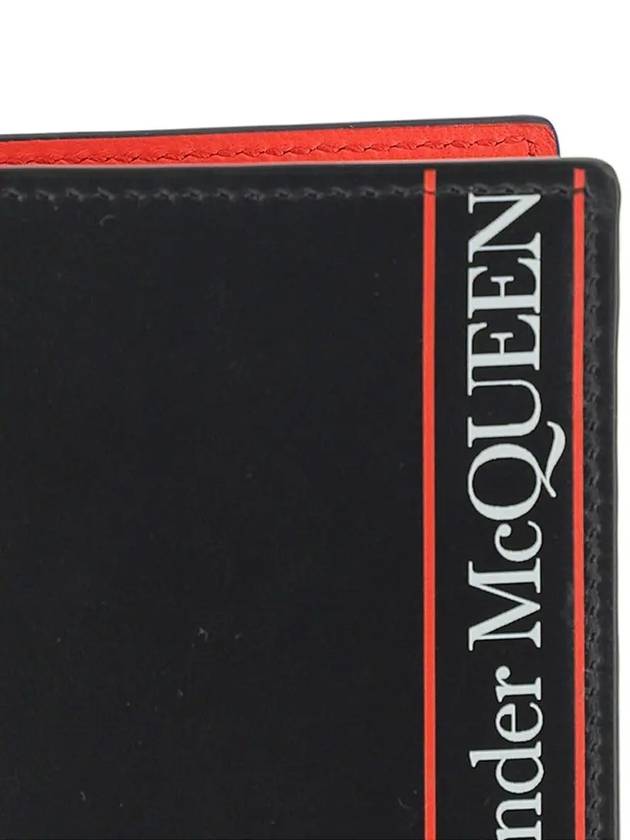 Striped Logo Half Wallet Black - ALEXANDER MCQUEEN - BALAAN 5