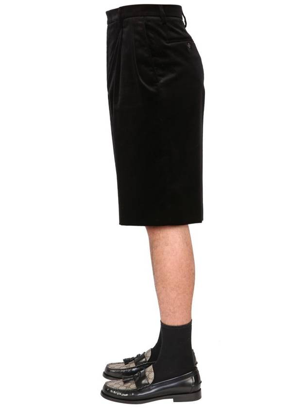 Men's Stretch Velvet Shorts Black - GUCCI - BALAAN 4