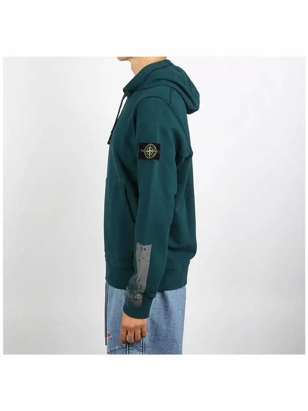 Tape For Print Brushed Cotton Fleece Hoodie Petrol Green - STONE ISLAND - BALAAN 4