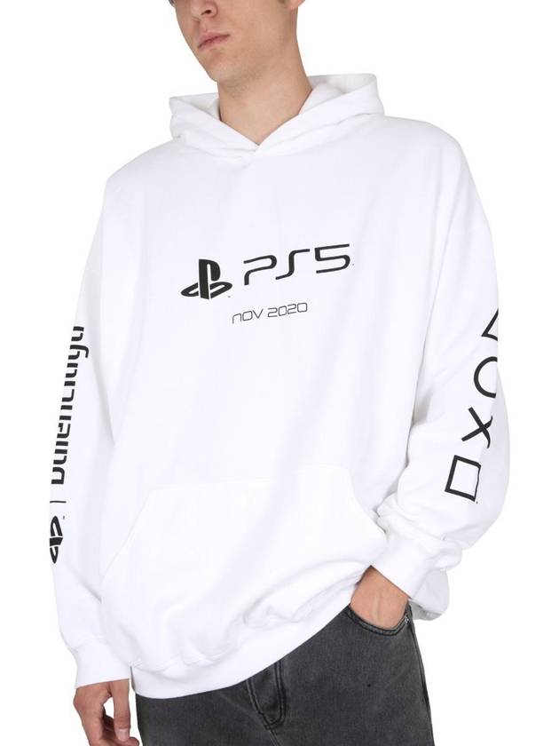 PS5 logo print overfit hoodie white - BALENCIAGA - BALAAN 5