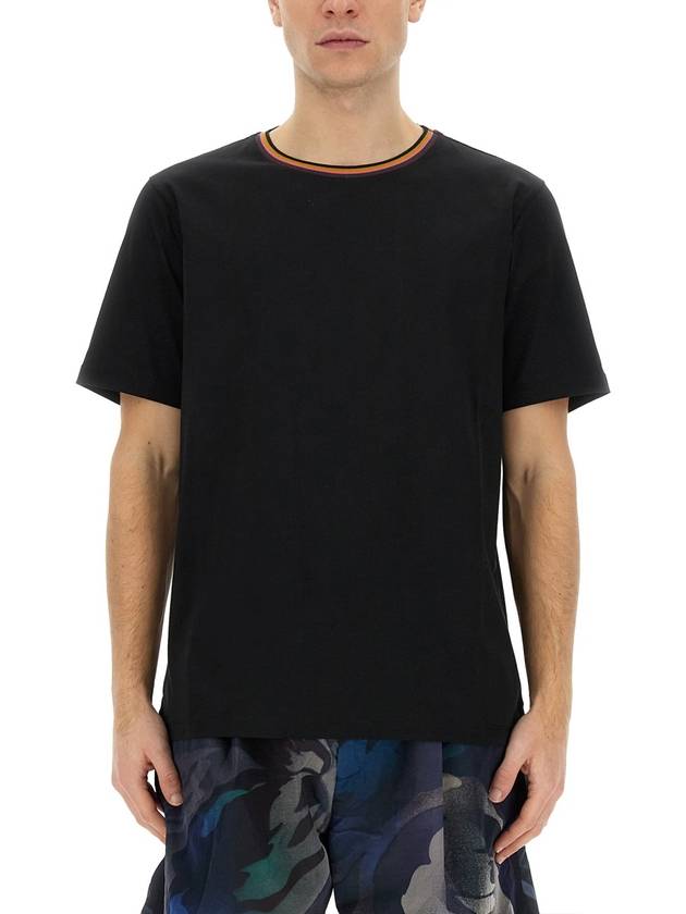 Artist Striped Round Neck Short Sleeve T-Shirt Black - PAUL SMITH - BALAAN 3