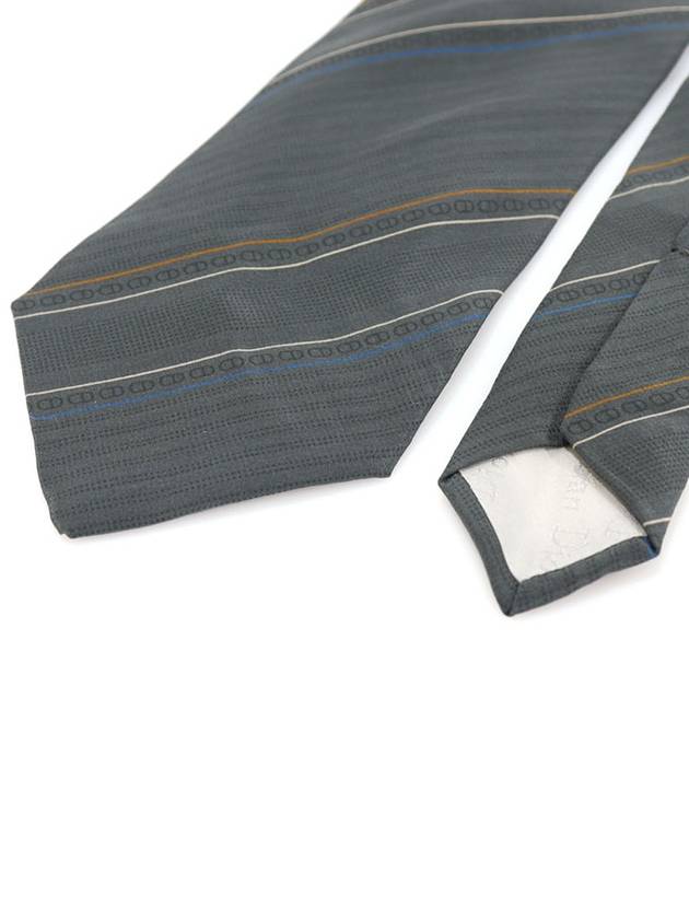 100 silk gray striped CD pattern tie - DIOR - BALAAN 4