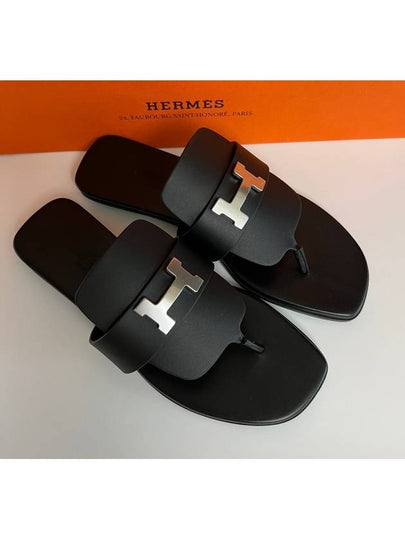 Galerie Gallery Women's Flipflops Mule Sandals Slippers Natural Black H231038Z - HERMES - BALAAN 2