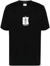 30/2 Mercerized Jersey Twisted Graphic Short Sleeve T-Shirt Black - CP COMPANY - BALAAN 1