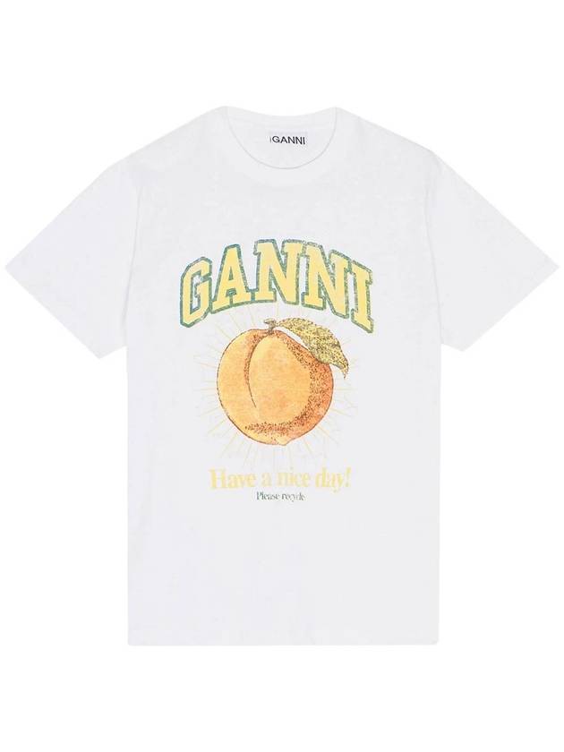 Women's Relaxed Peach Print Short Sleeve T-Shirt White - GANNI - BALAAN 2