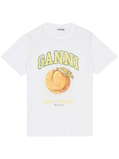 Women's Relaxed Peach Print Short Sleeve T-Shirt White - GANNI - BALAAN 2