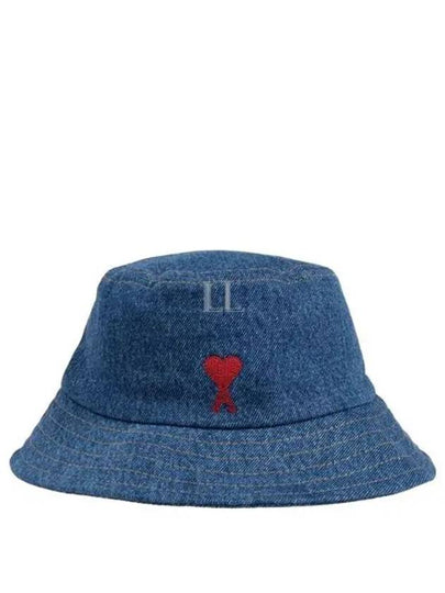 De Coeur Embroidered Denim Bucket Hat Blue - AMI - BALAAN 2