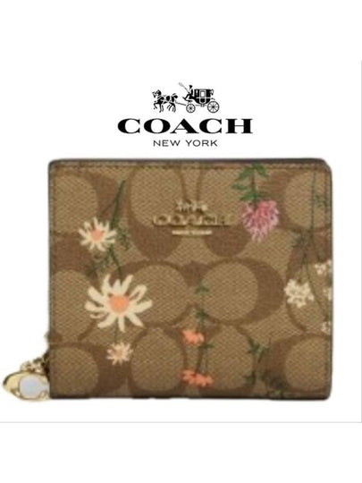 Flower Signature Canvas Snap Bicycle Wallet Gold Khaki - COACH - BALAAN 2