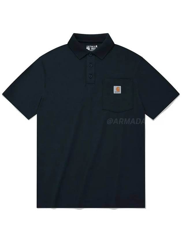 106685 Workwear Polo Short Sleeve T Shirt Navy - CARHARTT - BALAAN 1