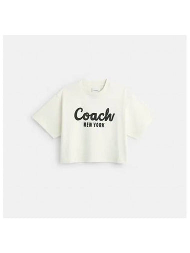 Cursive Signature Cropped T Shirt CP778 CRM - COACH - BALAAN 1