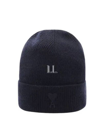 De Coeur Ribbed Knit Beanie Navy - AMI - BALAAN 2