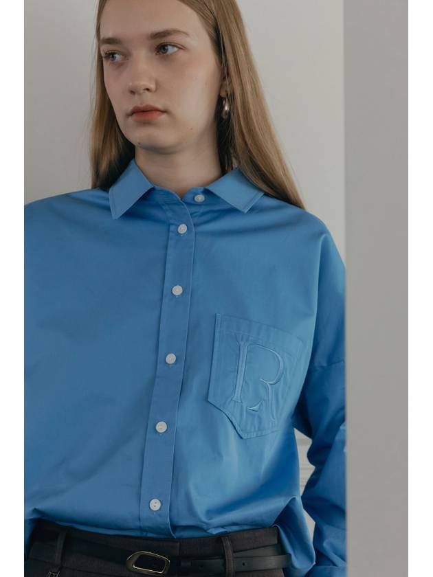 R LOGO OVERSIZED SHIRT BLUE - ILROZE - BALAAN 4