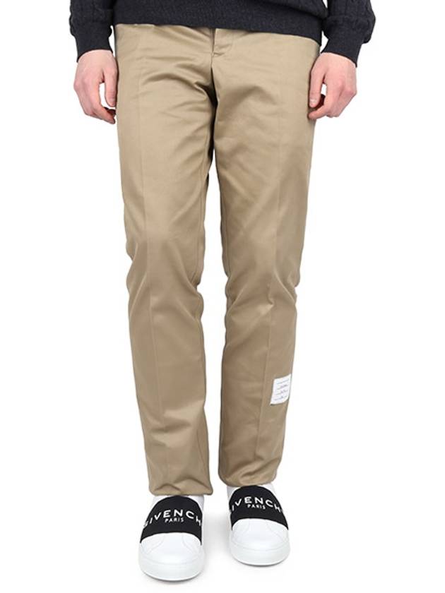 Men's Twill Unconstructed Cotton Straight Pants Beige - THOM BROWNE - BALAAN 2