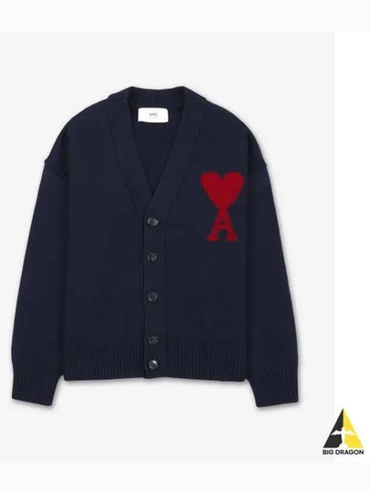 De Coeur Logo Wool Cardigan Navy - AMI - BALAAN 2