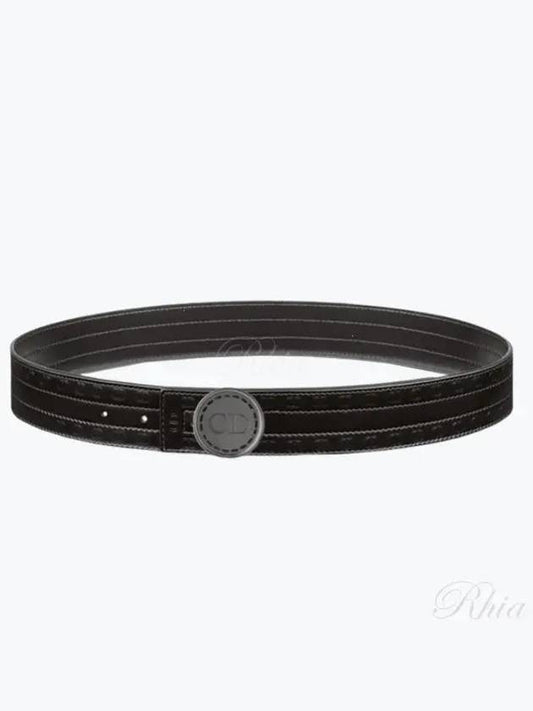 CD Circle Buckle Leather Belt Black - DIOR - BALAAN 2