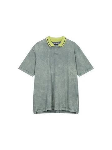 Acid Washed Collar T Shirt Green - DIESEL - BALAAN 1