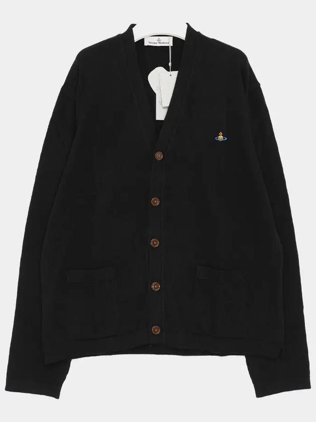 V Neck Cotton Cardigan Black - VIVIENNE WESTWOOD - BALAAN 2