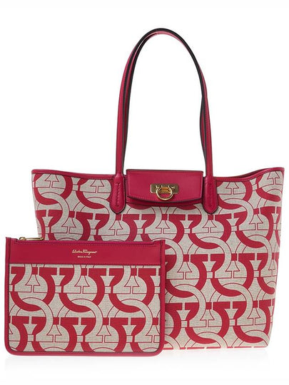 Gancini Monogram Small Tote Bag Red - SALVATORE FERRAGAMO - BALAAN 2