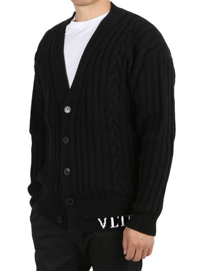 Men's Logo Intarsia Cardigan Black - VALENTINO - BALAAN 2