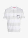 Embroidered Flower Rugby Stripe Short Sleeve PK Shirt White Grey - THOM BROWNE - BALAAN 2