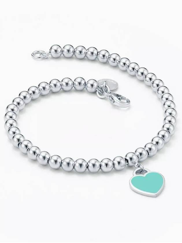 Heart Tag Bead Bracelet Blue Silver - TIFFANY & CO. - BALAAN 4