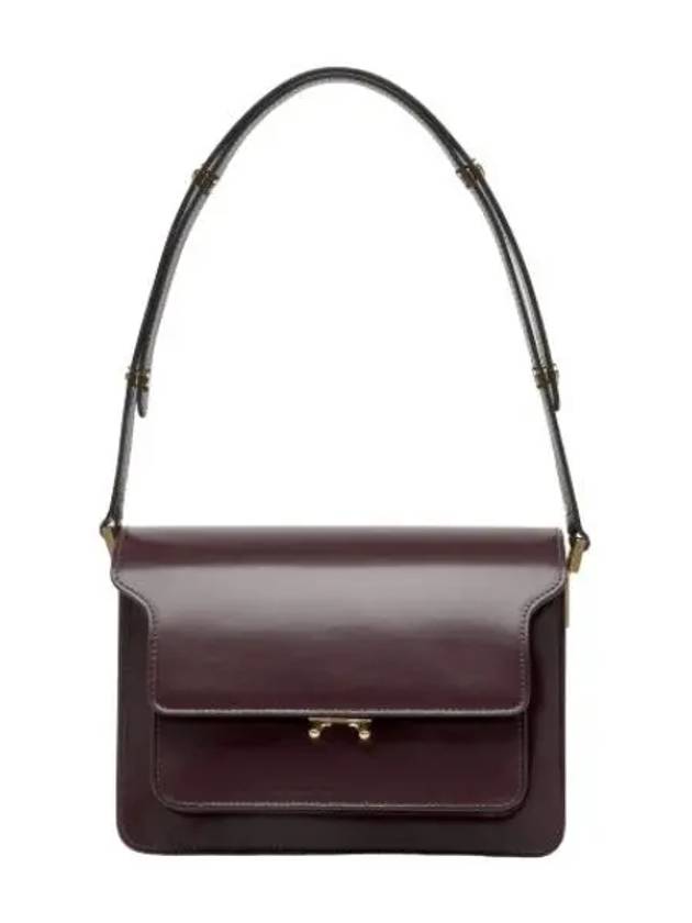 Medium Shiny Leather Trunk Shoulder Bag Wine - MARNI - BALAAN 1