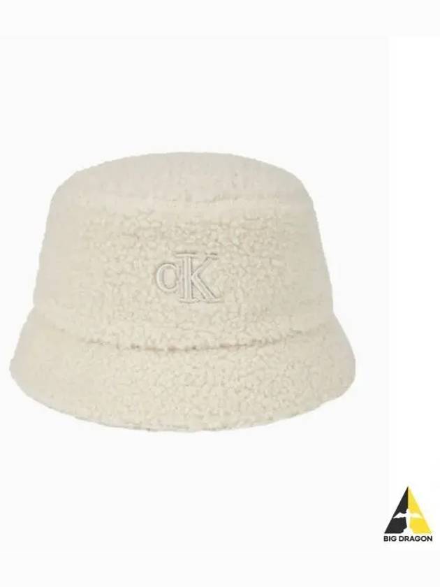 JEANS Unisex CKJ Small Monogram Logo Sherpa Bucket Hat 4K5034G QYJ - CALVIN KLEIN - BALAAN 1