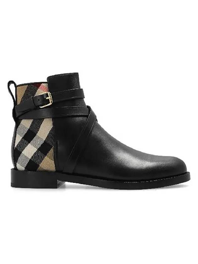 House Checked Leather Chelsea Boots Black - BURBERRY - BALAAN 3