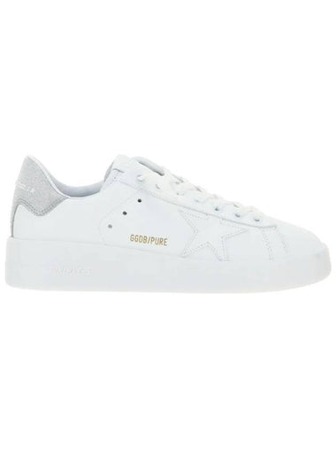 Purestar White Silver Glitter Heel Tab Sneakers - GOLDEN GOOSE - BALAAN 1