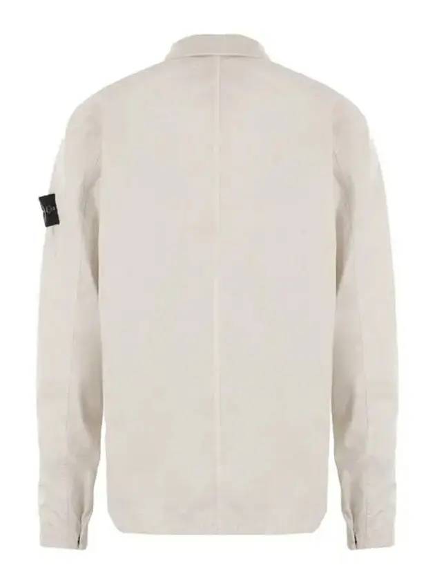 Brushed Organic Cotton Overshirt Jacket White - STONE ISLAND - BALAAN 3