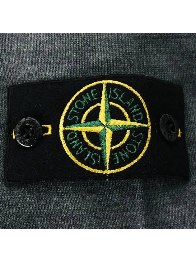 Logo Patch Crewneck Virgin Wool Knit Top Grey - STONE ISLAND - BALAAN 5