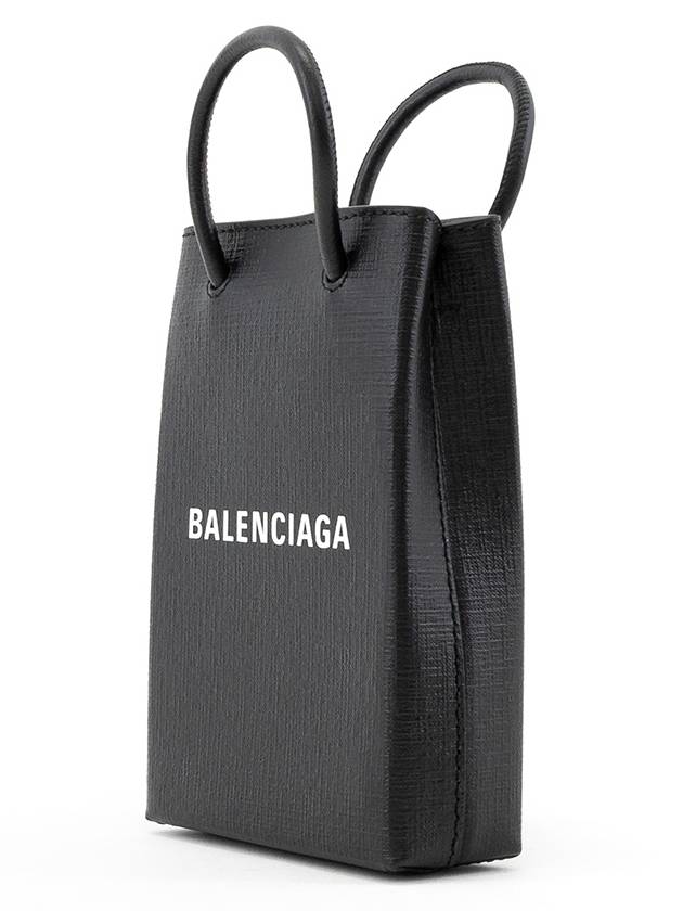 Logo Leather Phone Holder Mini Bag Black - BALENCIAGA - BALAAN 3