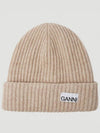 Women's Logo Wool Beanie Sand Beige - GANNI - BALAAN 5