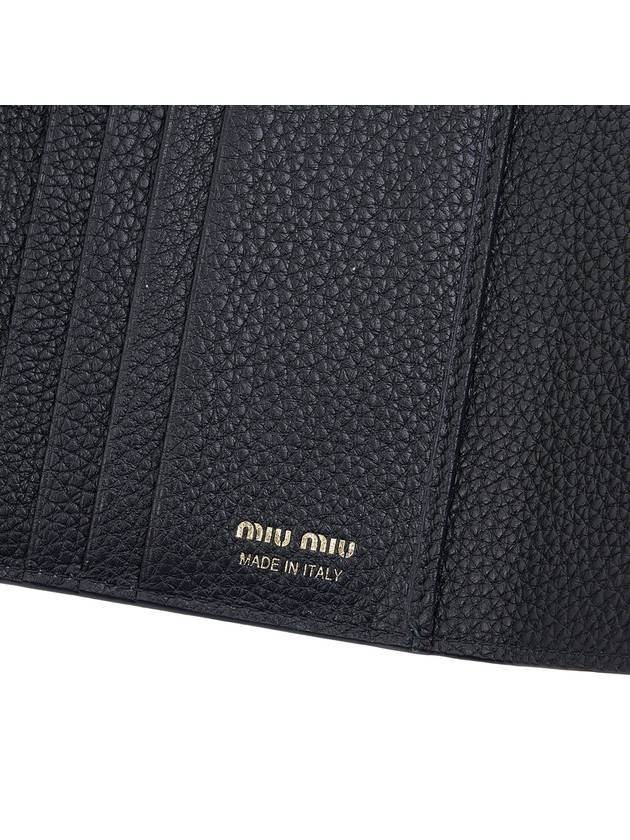 Logo Leather Tri-fold Half Wallet Black - MIU MIU - BALAAN 9