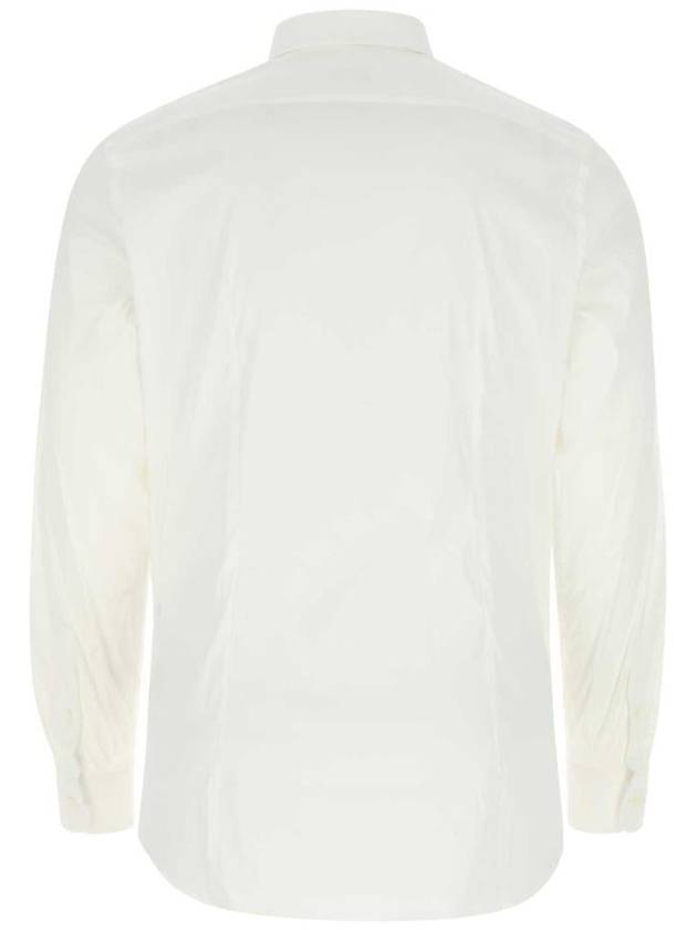 Stretch Cotton Long Sleeve Shirt White - PRADA - BALAAN 3