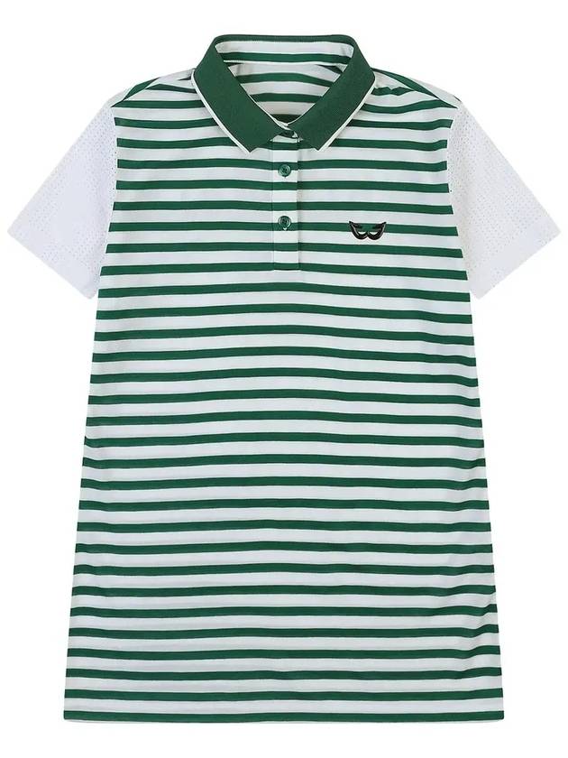 Poly Rayon Stripe Yoko Golf T-Shirt GREEN - WHITEBALL - BALAAN 10