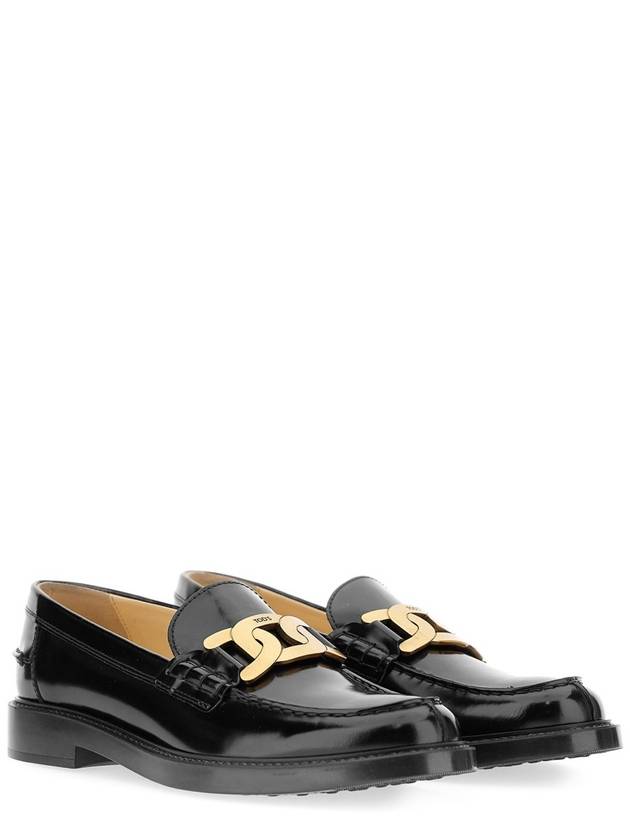 Brushed Leather Chain Loafers Black - TOD'S - BALAAN 4