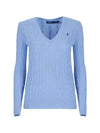 Kimberly Pony Logo Embroidered Cable Sweater Light Blue - POLO RALPH LAUREN - BALAAN 2