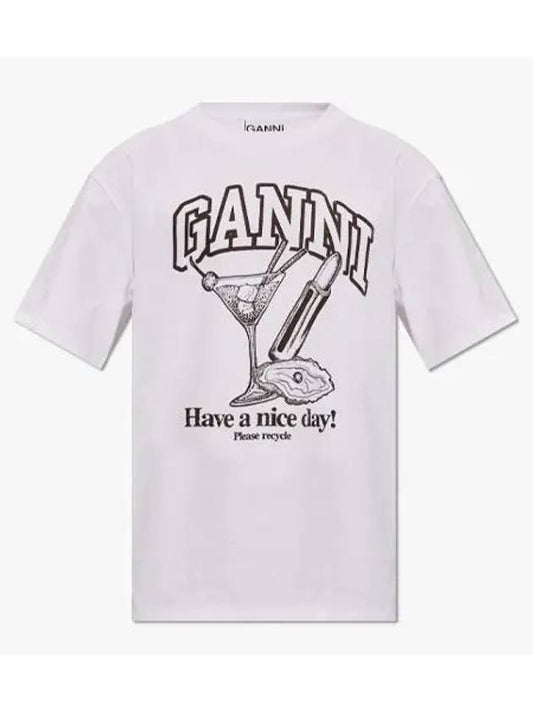 24 ss COCKTAIL printed cotton t-shirt T3878151 B0711054739 - GANNI - BALAAN 2