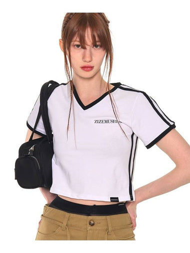 V Line Sporty T Shirts White - ZIZEMUSEUM - BALAAN 1