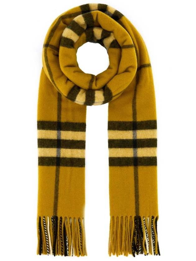 Wide Check Cashmere Scarf Teak - BURBERRY - BALAAN 2