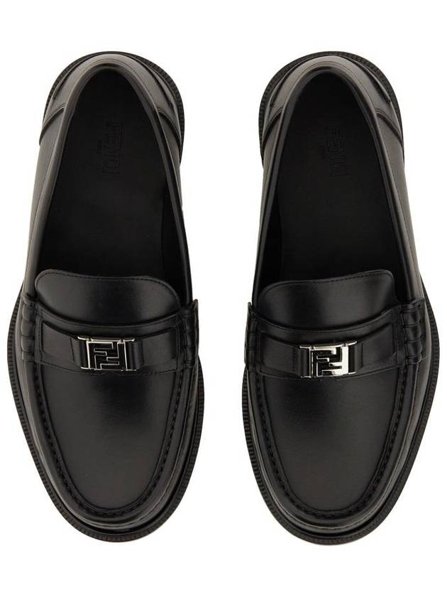 FF Square Leather Loafers Black - FENDI - BALAAN 6