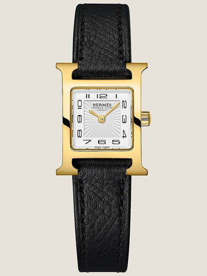 Mini H Leather Watch Noir Gold - HERMES - BALAAN 2