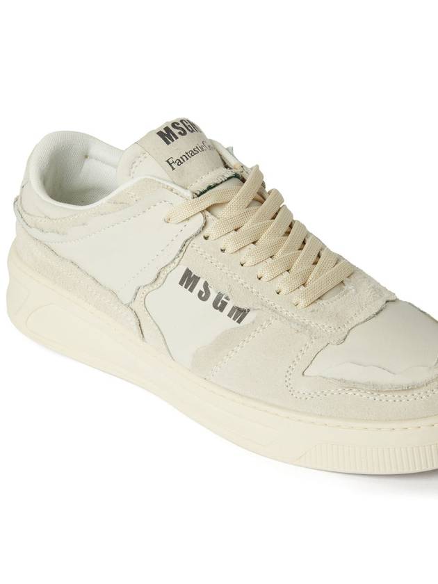 FG-1 Logo Leather Low Top Sneakers White - MSGM - BALAAN 5